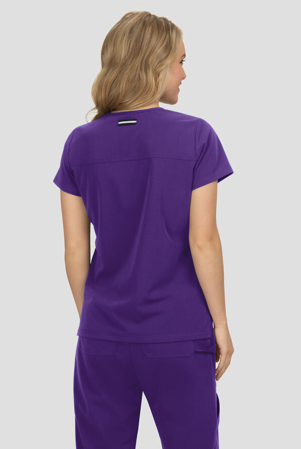 Blusa m&eacute;dica Koi Next Gen Hustle and Hear con cuello en V y 3 bolsillos para mujer - Grape - 4