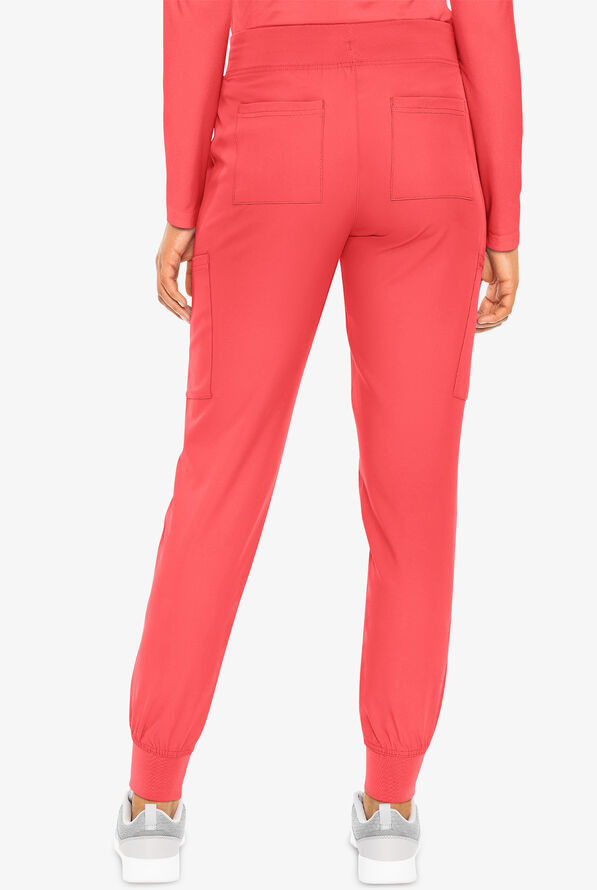 Med Couture Insight Women's 6-Pocket Cargo Jogger Scrub Pants - Coral - 4