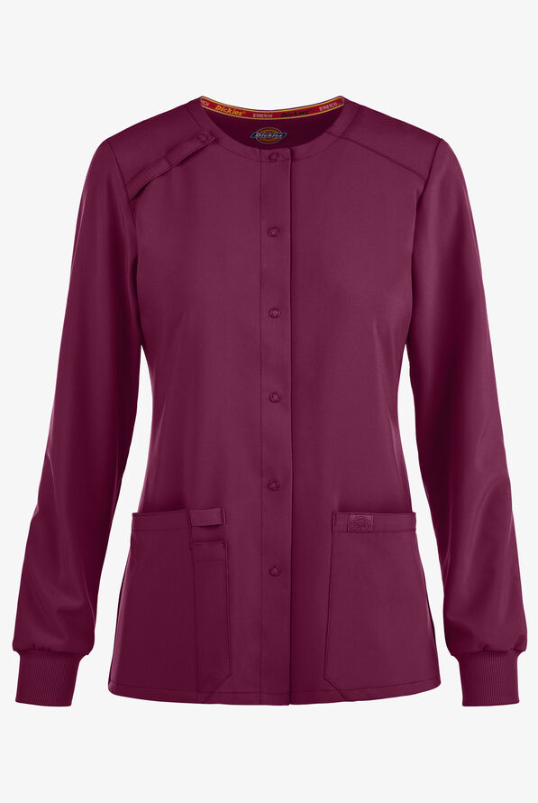 Dickies EDS Essentials Women's 2-Pocket STRETCH Snap Front Scrub Jacket - Wine - 1