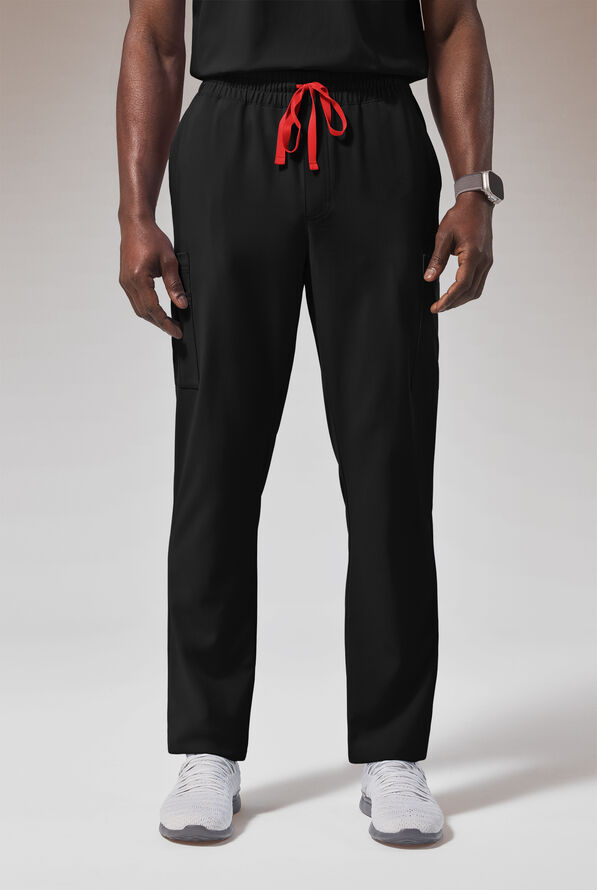 Pantal&oacute;n m&eacute;dico Hypothesis (RED) STRETCH estilo cargo con piernas rectas y 8 bolsillos para hombre - Jet Black - 1