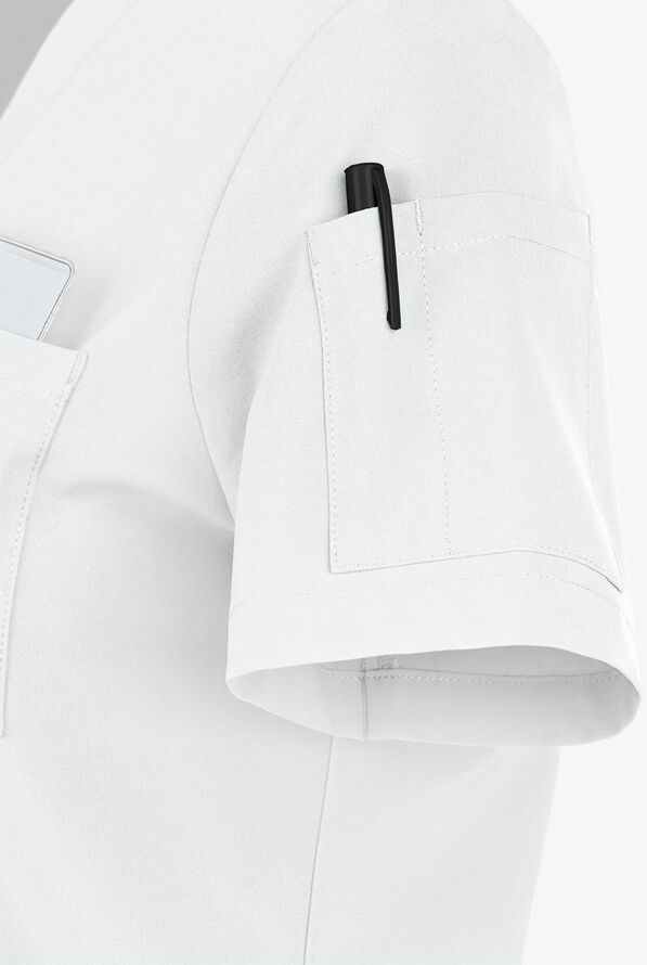 Easy STRETCH Chloe Women's 3-Pocket V-Neck Tuck-In Scrub Top - White - 5