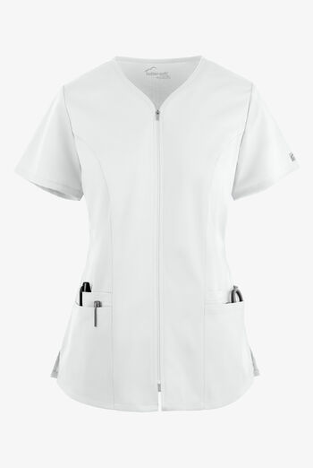 Butter-Soft STRETCH Women's 4-Pocket Smooth Face Zipper Scrub Top