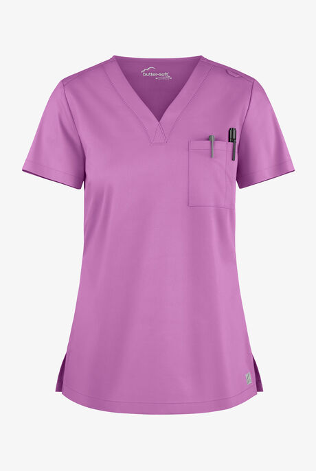 Blusa médica UA Butter-Soft STRETCH con cuello en V y 1 bolsillo para mujer