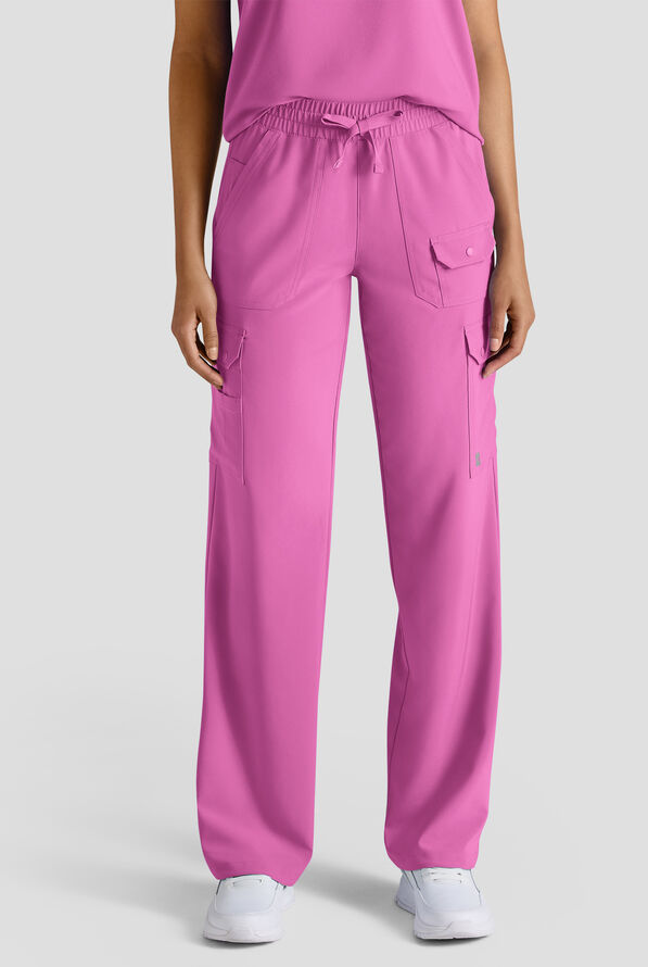Easy STRETCH Ayo Women's 10-Pocket Cargo Scrub Pants - Magnesium Pink - 1