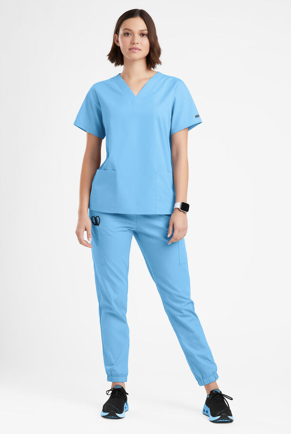 Butter-Soft Originals Women's 2-Pocket V-Neck Scrub Top - Blue Oasis - 2