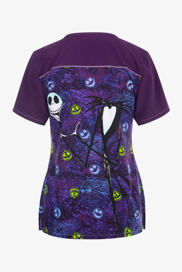 Blusa médica estampada Tooniforms Disney's To Be Jack STRETCH con cuello en V y 2 bolsillos para mujer - null - 2