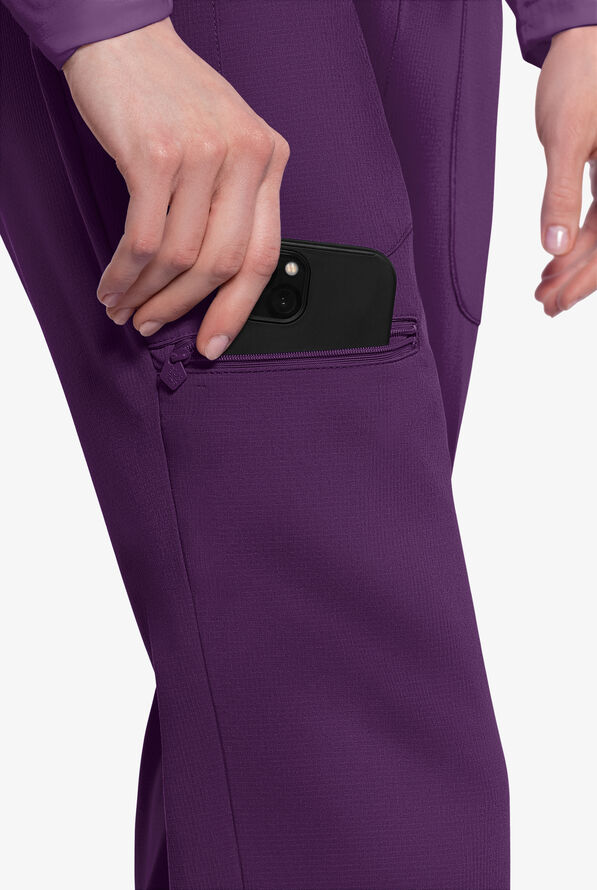 Med Couture Amp Women's 6-Pocket STRETCH Jogger Scrub Pant - Eggplant - 2