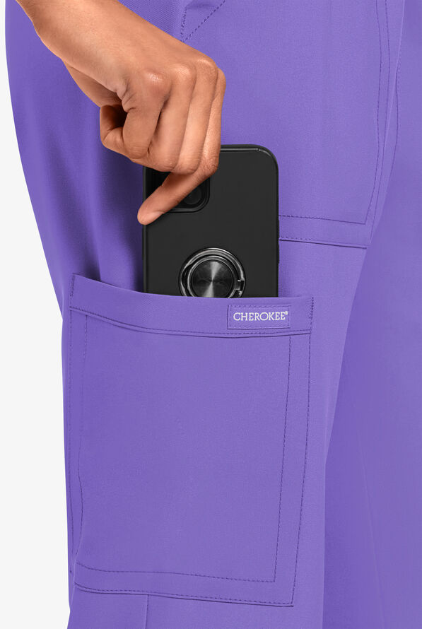 Pantal&oacute;n m&eacute;dico Cherokee Workwear Originals Ultra estilo cargo con piernas rectas y 4 bolsillos para mujer - Electric Lavender - 3