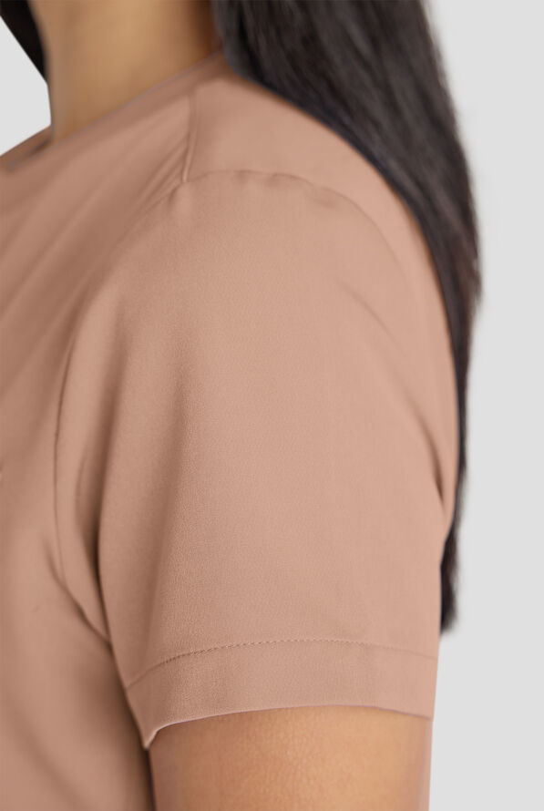 Blusa m&eacute;dica ReSurge Citrine con cuello redondo y 1 bolsillo para mujer - Warm Terrazzo - 4