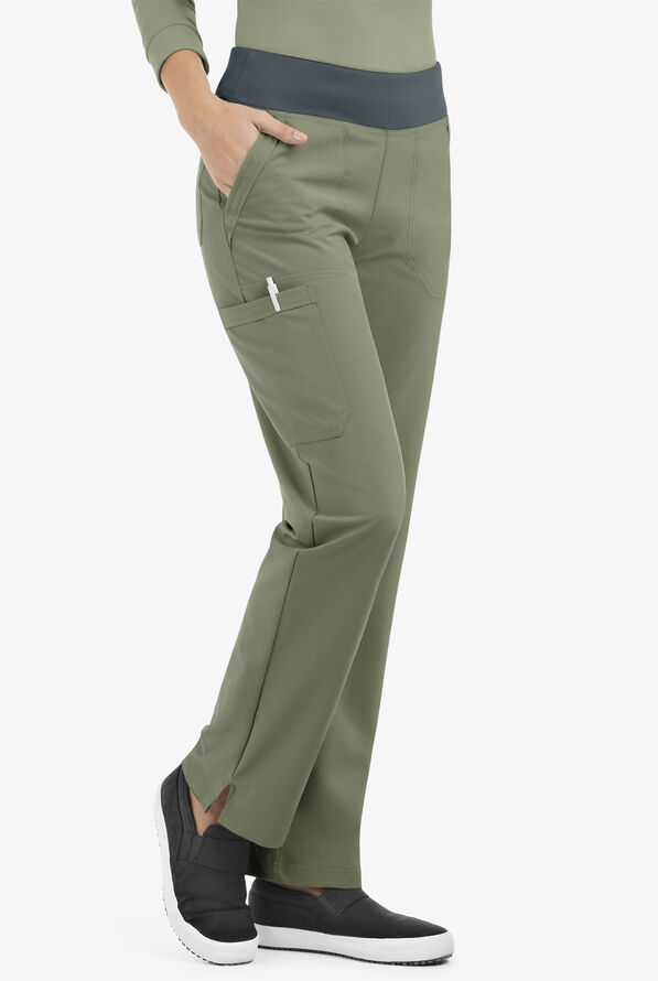 Pantalón médico Easy STRETCH tall Sienna estilo yoga con 5 bolsillos para mujer - Olive Leaf/Pewter - 1