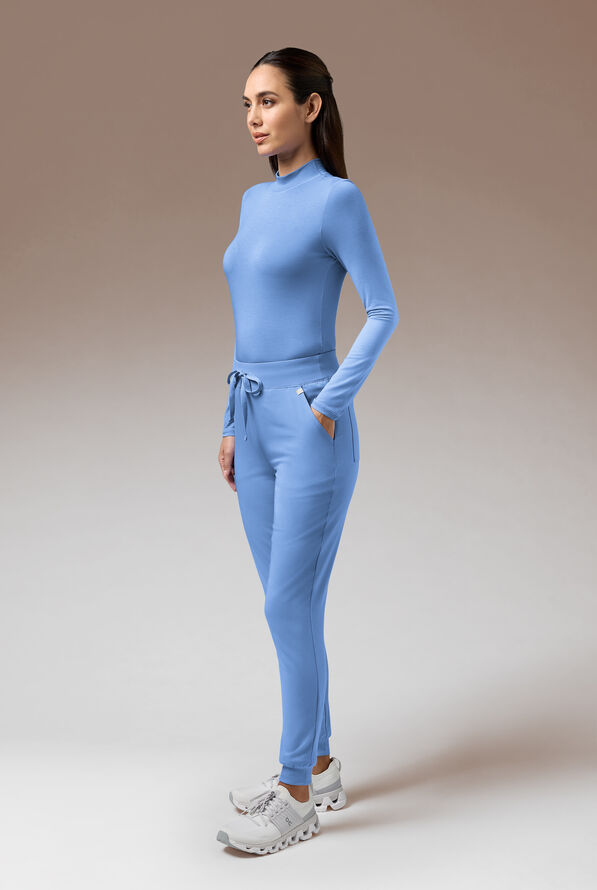 Hypothesis Inner K Women's STRETCH Long Sleeve Mock Neck Knit Underscrub - Ceil Blue - 3