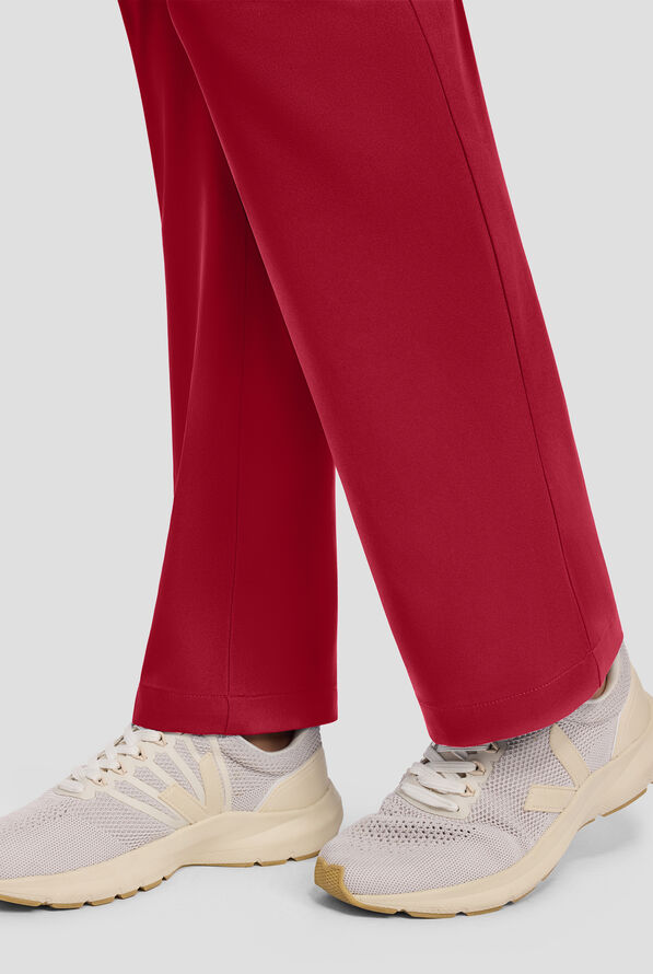 HH Works by Healing Hands Women's 5-Pocket STRETCH Straight Leg Drawstring Cargo Scrub Pants - Red - 3