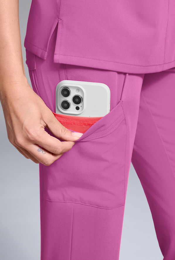 Hypothesis Women's Base 7-Pocket Straight Leg Cargo Scrub Pant - Tall - Magneta - 4