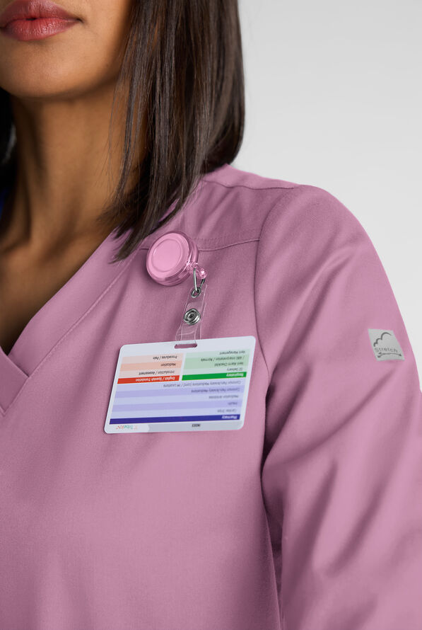 Blusa médica mangas 3/4 Butter-Soft STRETCH con cuello en V y 4 bolsillos para mujer - Smokey Mauve - 4