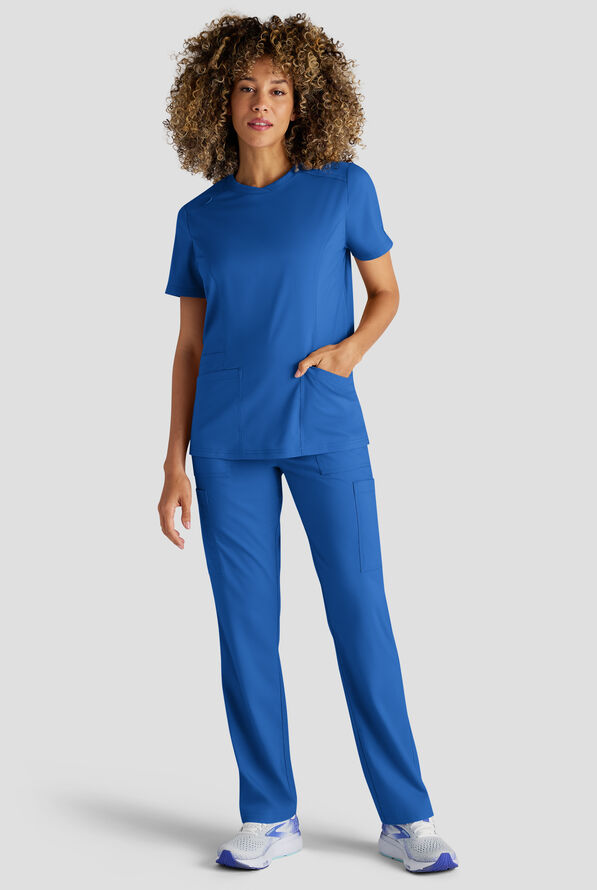 Butter-Soft STRETCH FLXTEK+ Women's 3-Pocket Crew Neck Scrub Top - Royal - 5