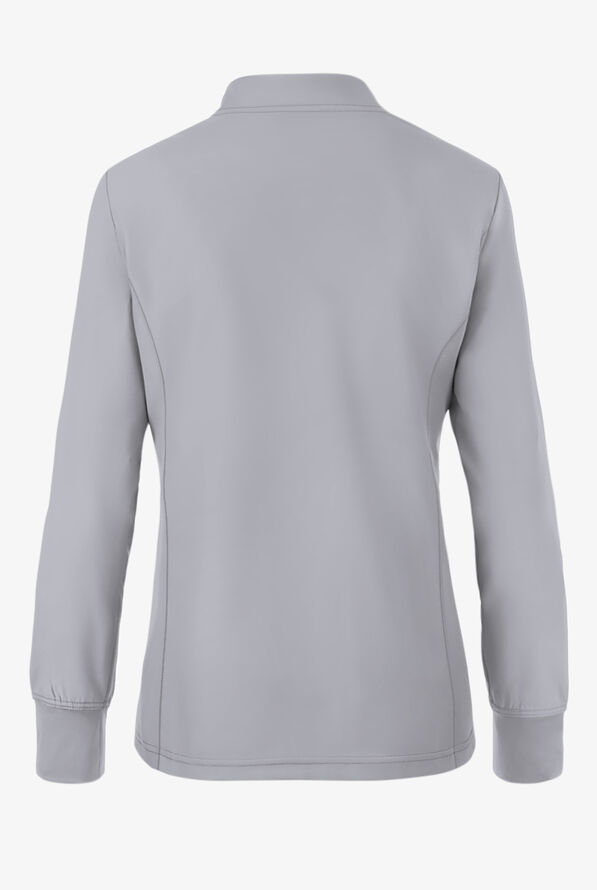 Med Couture Insight Women's 3-Pocket Zip Front Warm Up Scrub Jacket - Cloud - 2
