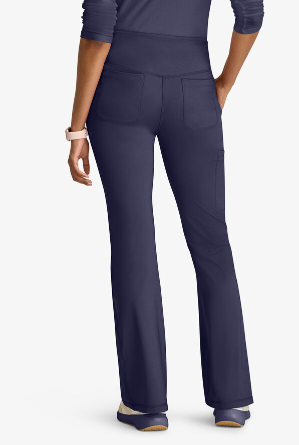 Grey's Anatomy by Barco Knit STRETCH Swift Women's 5-Pocket Fit & Flare Cargo Scrub Pants - Indigo - 4