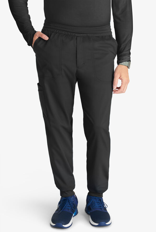 Pantalón médico Cherokee Workwear Revolution STRETCH estilo cargo jogger con cintura de malla y 6 bolsillos para hombre - Black - 1