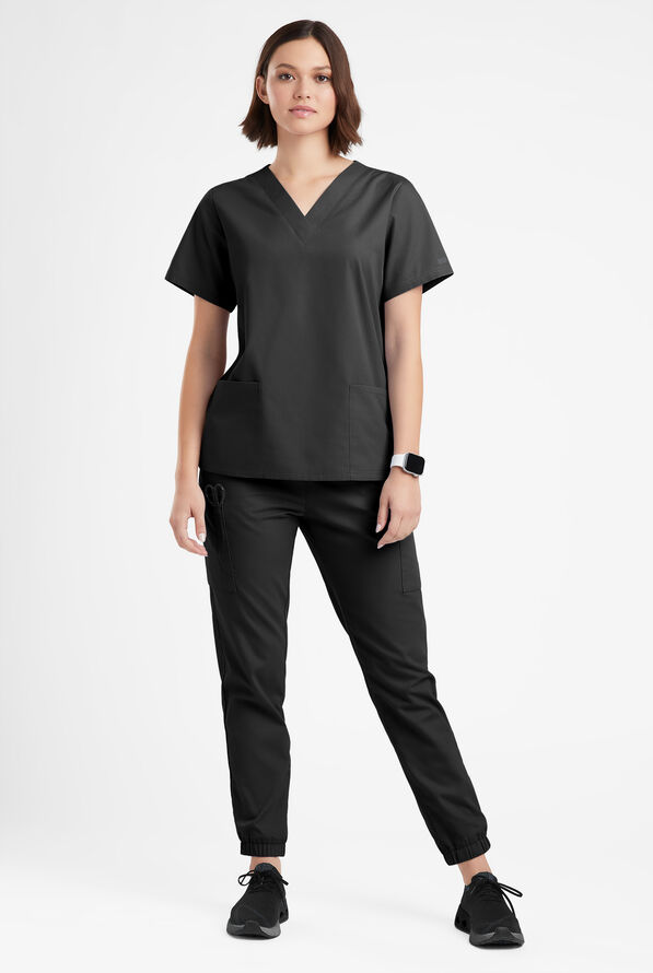 Butter-Soft Originals Women's 2-Pocket V-Neck Scrub Top - Black - 2