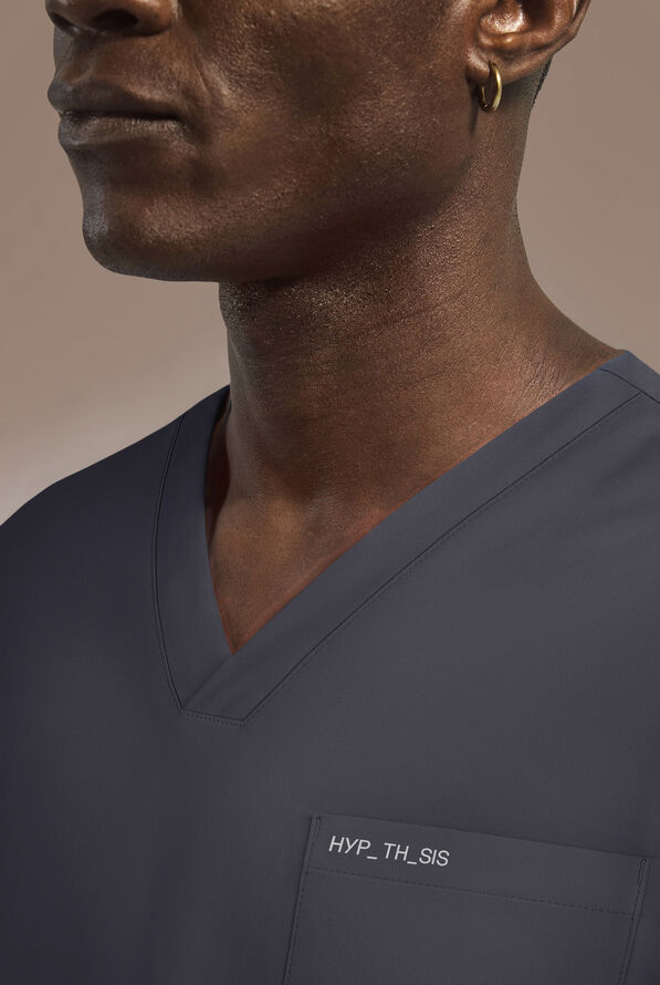 Hypothesis Omni V Men's 1-Pocket Tuck In V-Neck Scrub Top - Pewter - 4