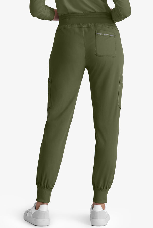 Grey's Anatomy by Barco Spandex STRETCH Carly Women's 7-Pocket Cargo Jogger Scrub Pants - Olive - 4