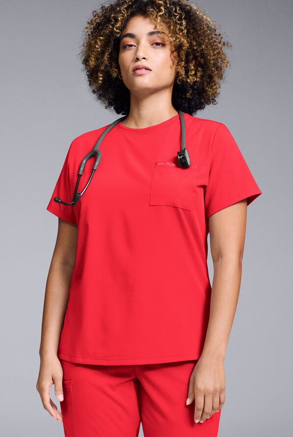 Hypothesis Women's Base Crew-Neck Tuck-In Scrub Top - Hemoglobin - 1