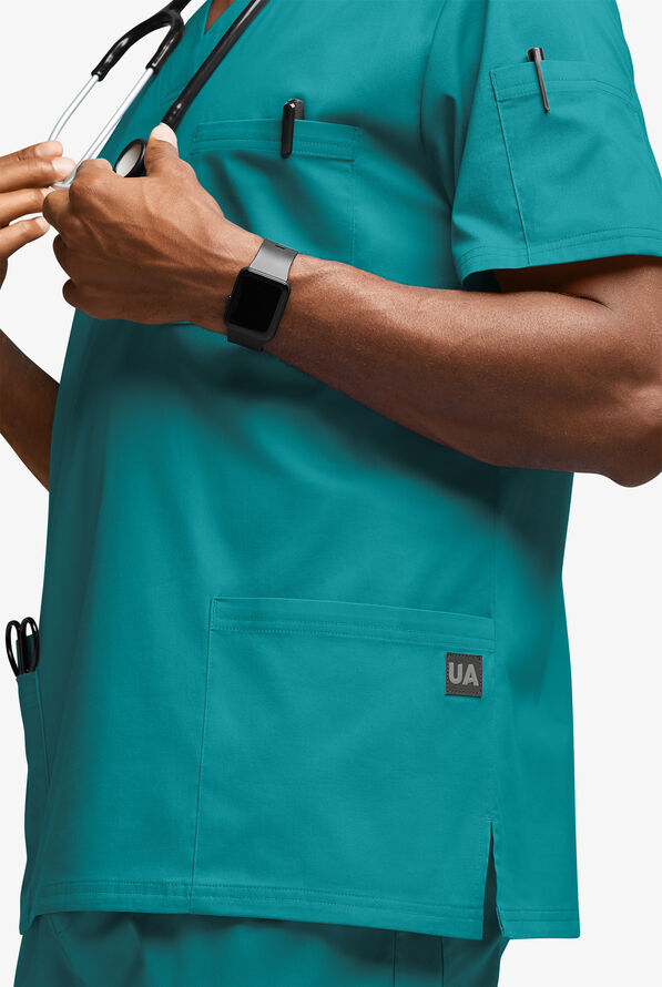 Butter-Soft STRETCH Men's 6-Pocket V-Neck Scrub Top - Teal - 3