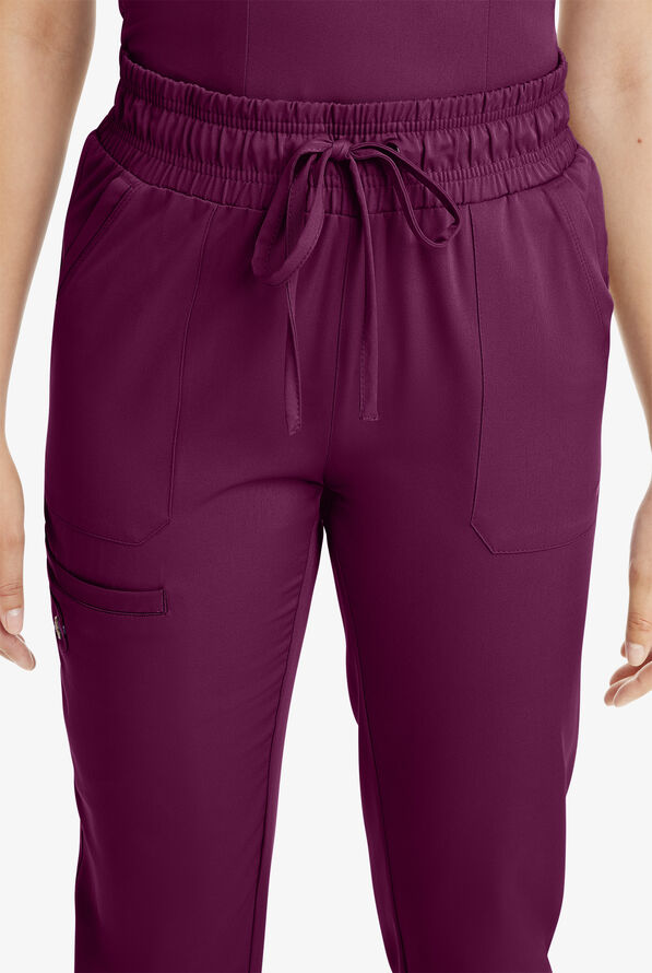 HH Works by Healing Hands Rene Women's 5-Pocket STRETCH Jogger Cargo Pants - Wine - 3