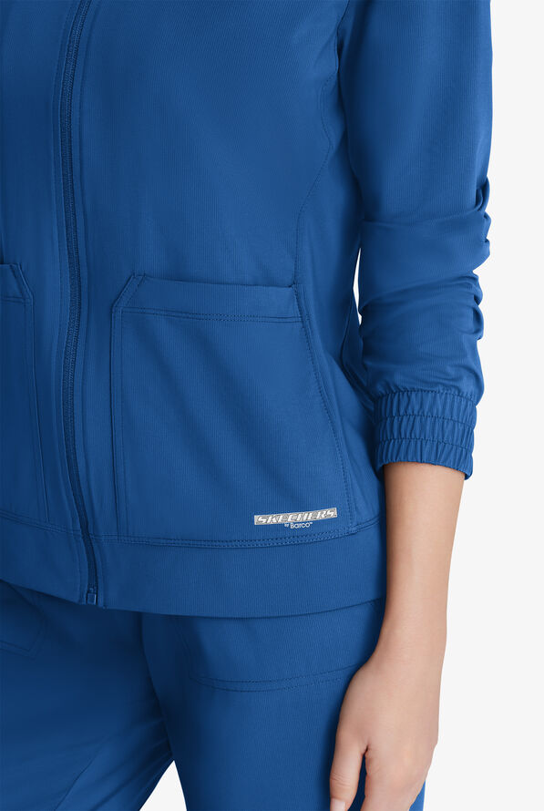 Skechers by Barco Slip-ins Contour Women's 3-Pocket STRETCH Zip Front Scrub Jacket - Royal - 3