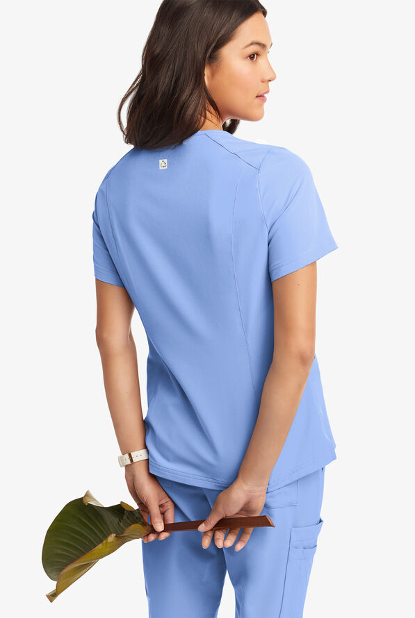 Butter-Soft Women's 6-Pocket V-Neck Scrub Top **Slightly IRREGULAR** - Ceil Blue - 3