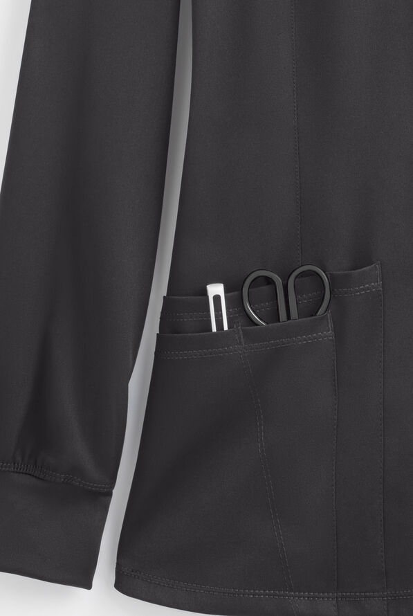 HH Works by Healing Hands Megan Women's 4-Pocket STRETCH Round Neck Warm-Up Scrub Jacket - Pewter - 4