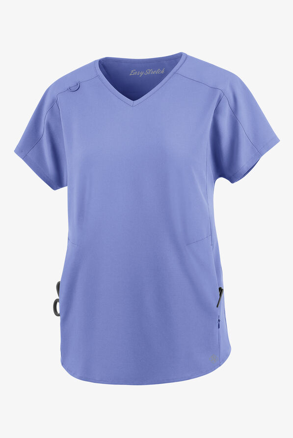 Blusa médica holgada Easy STRETCH Sierra con cuello en V y 2 bolsillos para mujer - Ceil Blue - 1