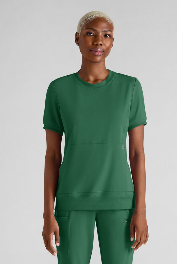 Easy STRETCH Anya Women's 2-Pocket Relaxed Crew Neck Scrub Top - Hunter - 1