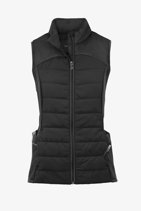 Healing Hands Purple Label Khloe Women's 7-Pocket Zip Front Quilted Scrub Vest - Black - 1