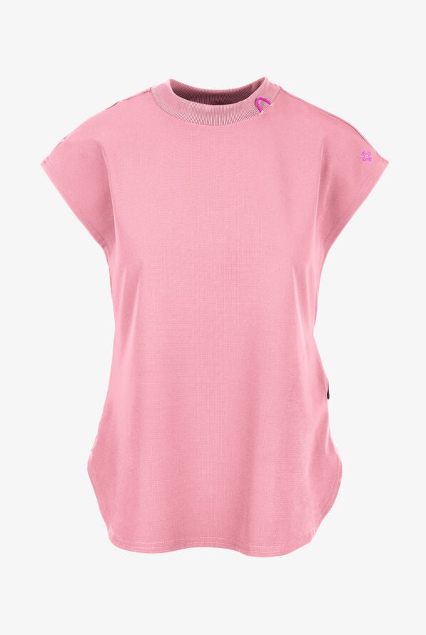 Med Couture Amp Women's 2-Pocket STRETCH Tuck in Dolman Crew Neck Scrub Top - Pixel Pink - 1