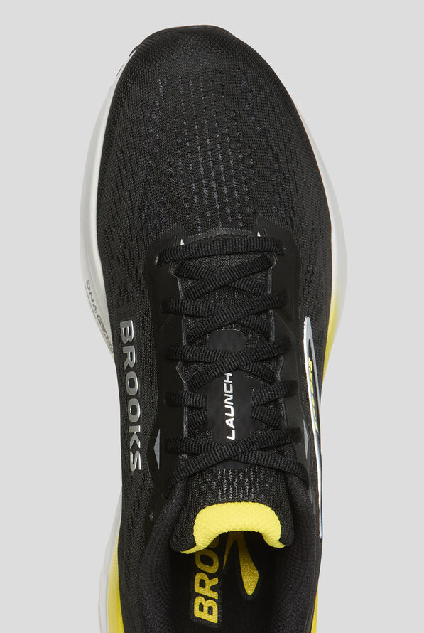 Brooks Men's Launch 12 Black/Cyber Yellow/Oyste Athletic Lace Up Shoes - null - 2