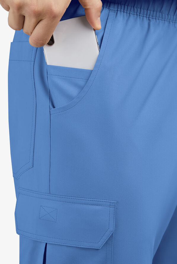 Butter-Soft STRETCH Men's 7-Pocket Cargo Jogger Scrub Pants - Ceil Blue - 3