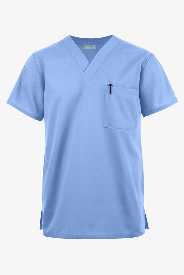 Blusa médica unisx Butter-Soft Originals con cuello en V y 2 bolsillos - Ceil Blue - 1