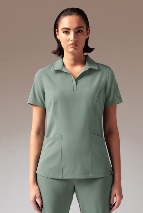 Hypothesis A-S All Situation Women’s 3-Pocket Polo Neck Scrub Top
