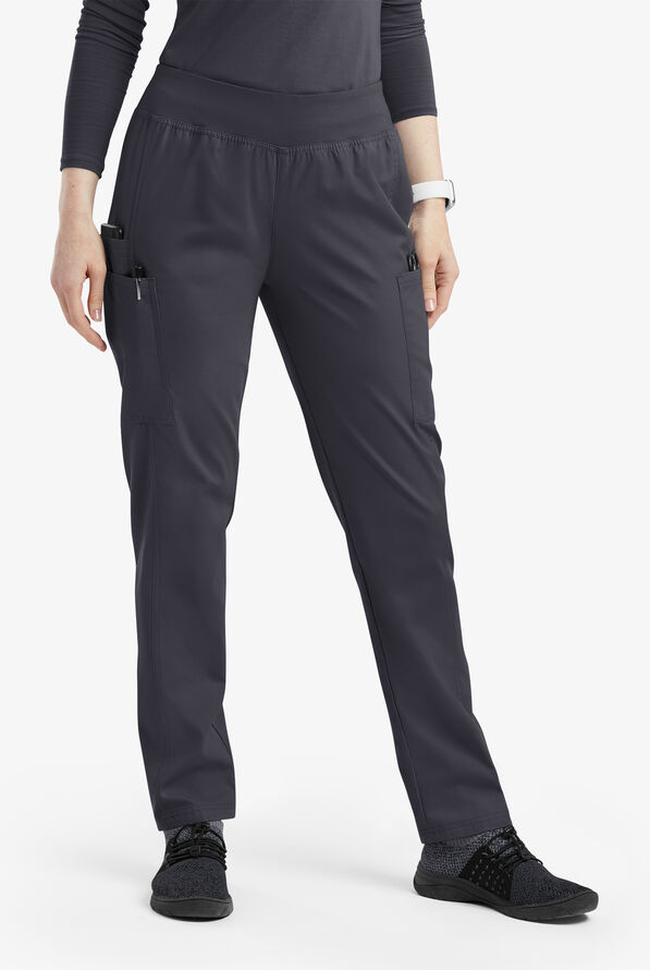 Pantalón médico Butter-Soft Originals de tiro medio estilo yoga con piernas entalladas y 5 bolsillos para mujer - Pewter - 1