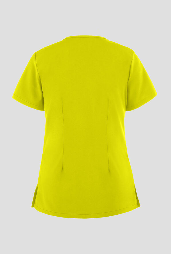 Easy STRETCH Lina Mitered Women's 4-Pocket V-Neck Scrub Top - Cyber Lime - 3