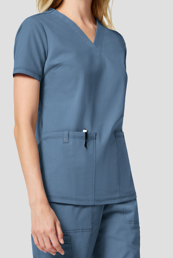 Dickies Forge Women's 2-Pocket V-Neck Scrub Top - Vintage Blue - 2