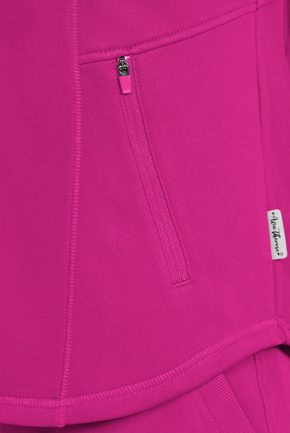 Zavate Ava Therese Megan Women's 2-Pocket Fleece Scrub Jacket - Razzmatazz - 3