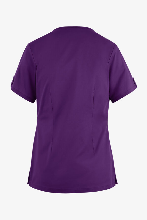 Butter-Soft STRETCH Women's 6-Pocket V-Neck Scrub Top - Eggplant - 4