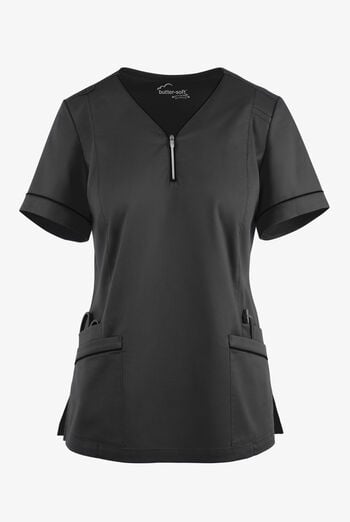 Blusa médica Butter-Soft STRETCH con cremallera y 5 bolsillos para mujer