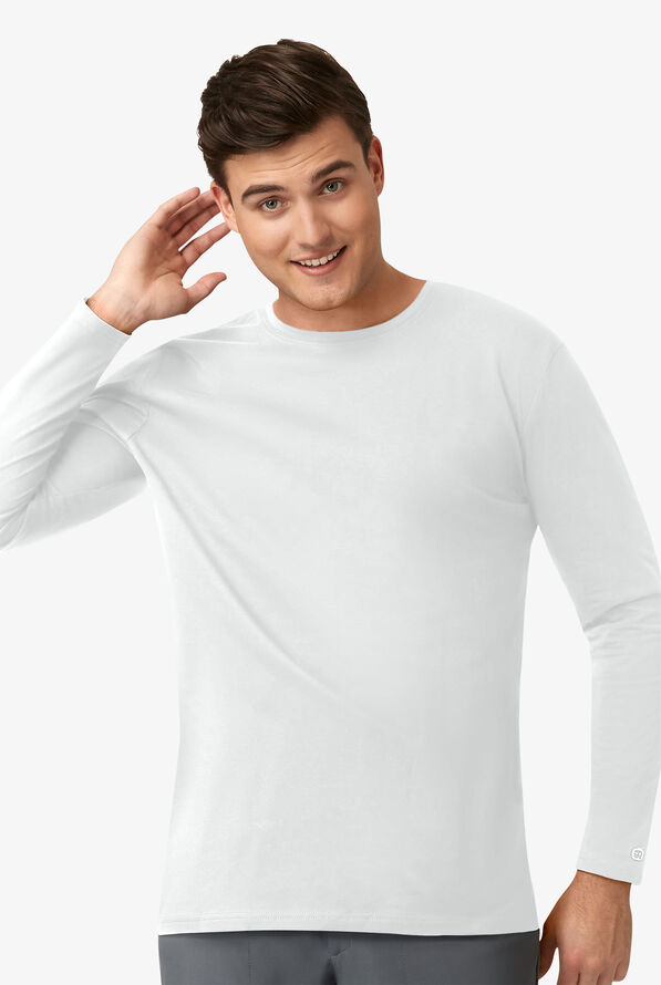 WonderWink Layers Men's Pre-Shrunk All Cotton Long Sleeve Knit Underscrub - White - 2
