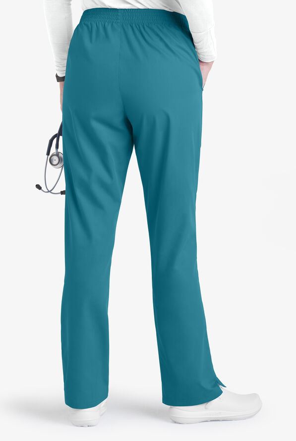 Butter-Soft Core Women's 2-Pocket Full Elastic Waist Scrub Pants - Caribbean Blue - 2
