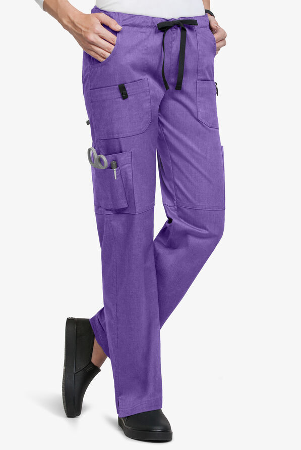 Butter-Soft STRETCH Women's 10-Pocket Drawstring Scrub Pants - Sparkling Grape Heather - 1