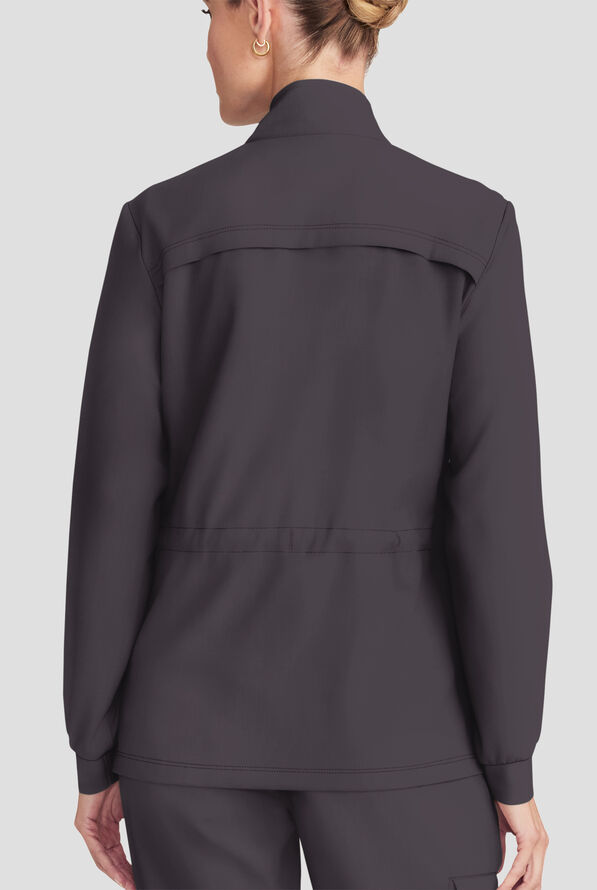 Healing Hands Quest Women's 4-Pocket STRETCH Zip Front Utility Scrub Jacket - Pewter - 5