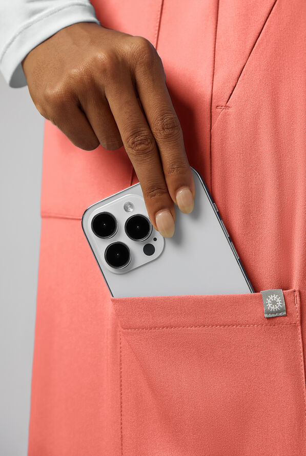 Hypothesis Y-Band Women's 6-Pocket Yoga-Style Knit Waist Wide Leg Scrub Pant - Thermal Coral - 6